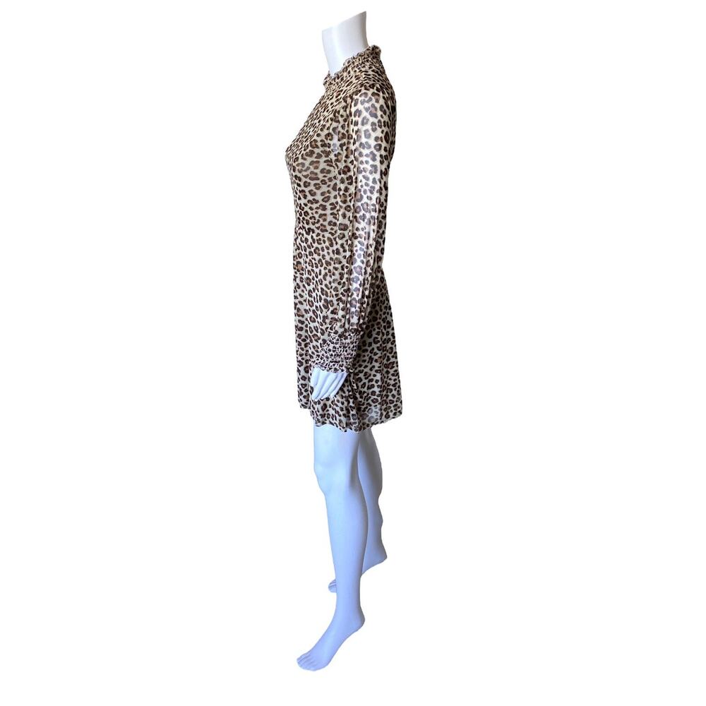 Mikey & Joey Leopard Print High Neck Sheer Sleeve… - image 2